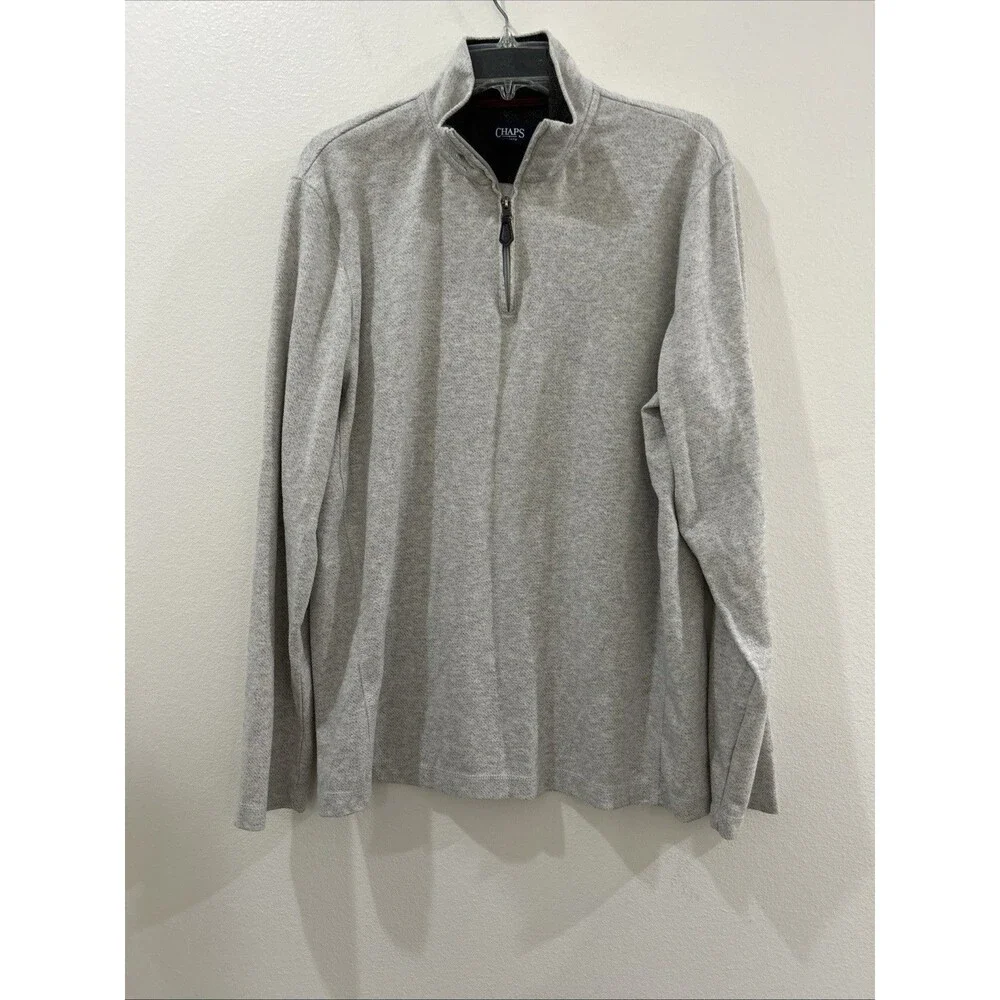 Chaps Mens Size Large Pullover Shirt Long Sleeve Half Zip Gray